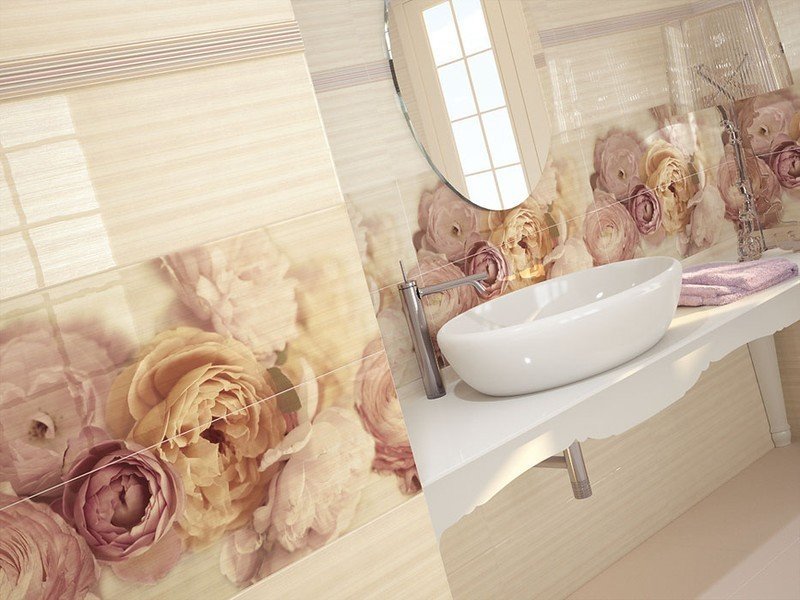 Плитка для ванной с цветами