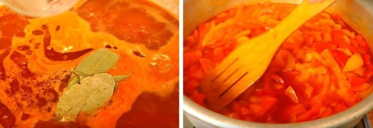 Лечо из болгарского перца с томатной пастой и морковью и луком